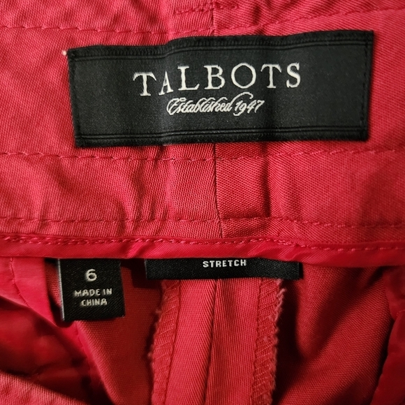 Talbots Red Chino Pants Stretch Women's Size 6 Slit Pockets Career Office EUC - Picture 5 of 6